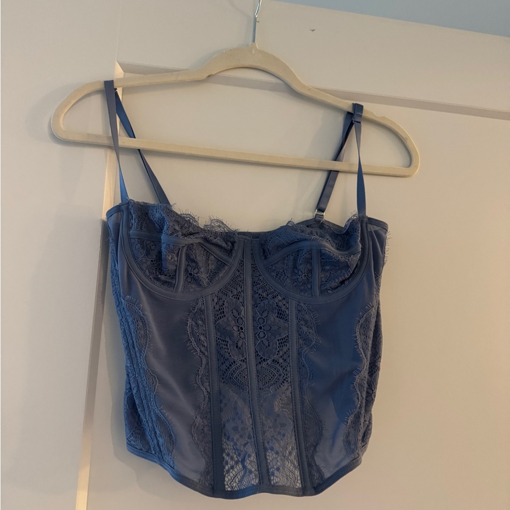 Blue Lace Corset Top